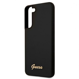 Guess GUHCS22MLSLMGBK S22+ S906 černo/černé pevné pouzdro Silikonové Script Metal Logo