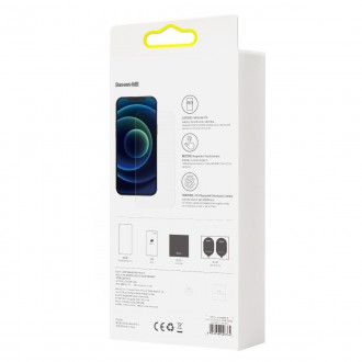 Baseus 2x tempered glass for iPhone 12 Pro Max with speaker cover + positioner (SGBL060802) (case friendly)