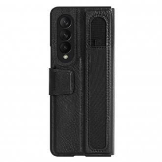 Nillkin Aoge Leather Case Flexible Armored Genuine Leather Case with Pocket for Samsung Galaxy Z Fold 3 Black