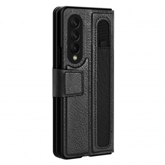 Nillkin Aoge Leather Case Flexible Armored Genuine Leather Case with Pocket for Samsung Galaxy Z Fold 3 Black