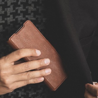 Nillkin Aoge Leather Case Flexible Armored Genuine Leather Case with Pocket for Samsung Galaxy Z Fold 3 Black