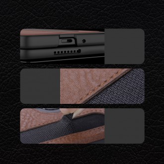 Nillkin Aoge Leather Case Flexible Armored Genuine Leather Case with Pocket for Samsung Galaxy Z Fold 3 Black