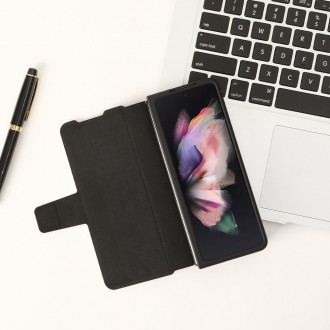 Nillkin Aoge Leather Case Flexible Armored Genuine Leather Case with Pocket for Samsung Galaxy Z Fold 3 Black