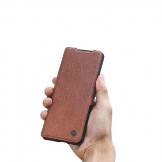 Nillkin Aoge Leather Case Flexible Armored Genuine Leather Case with Pocket for Samsung Galaxy Z Fold 3 Brown