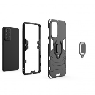 Ring Armor tough hybrid case cover + magnetic holder for Samsung Galaxy A73 black