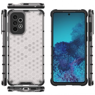 Honeycomb case armored cover with a gel frame for Samsung Galaxy A73 transparent