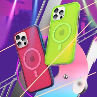 Kingxbar PQY Fluorescence Series Magnetic Case for iPhone 13 Housing Cover Red (MagSafe Compatible)