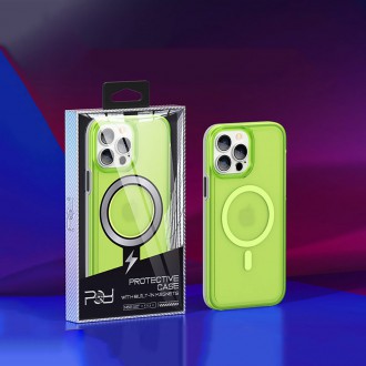 Kingxbar PQY Fluorescence Series Magnetic Case for iPhone 13 Housing Cover Red (MagSafe Compatible)