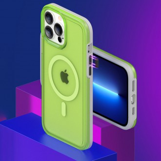 Kingxbar PQY Fluorescence Series Magnetic Case for iPhone 13 Housing Cover Red (MagSafe Compatible)