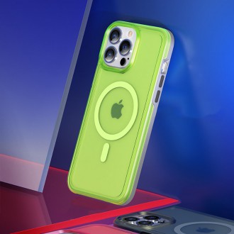 Kingxbar PQY Fluorescence Series Magnetic Case for iPhone 13 Pro Housing Cover Red (MagSafe Compatible)