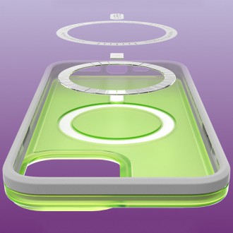 Kingxbar PQY Fluorescence Series Magnetic Case for iPhone 13 Housing Cover Green (MagSafe Compatible)