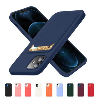 Card Case Silicone Wallet Case with Card Slot Documents for Samsung Galaxy S22 Ultra Navy