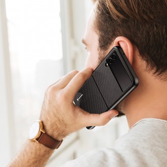 Dux Ducis Fino case is nylon covered Samsung Galaxy Z Flip 3 black