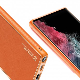Dux Ducis Yolo elegant cover made of ecological leather for Samsung Galaxy S22 Ultra orange