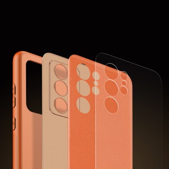 Dux Ducis Yolo elegant cover made of ecological leather for Samsung Galaxy S22 Ultra orange