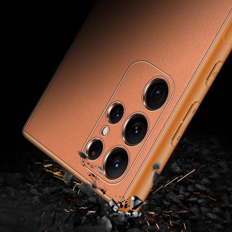 Dux Ducis Yolo elegant cover made of ecological leather for Samsung Galaxy S22 Ultra orange