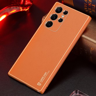 Dux Ducis Yolo elegant cover made of ecological leather for Samsung Galaxy S22 Ultra orange