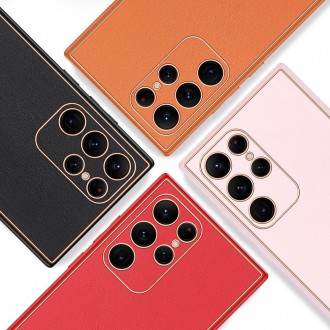 Dux Ducis Yolo elegant cover made of ecological leather for Samsung Galaxy S22 Ultra orange