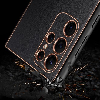 Dux Ducis Yolo elegant cover made of ecological leather for Samsung Galaxy S22 Ultra orange