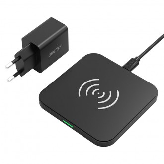Choetech Qi 10W wireless charger kit for headphones phone (T511-S) + QC3.0 18W 3A wall charger (Q5003) + USB cable - microUSB 1.2m black (T511-S-EU201