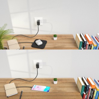 Choetech Qi 10W wireless charger kit for headphones phone (T511-S) + QC3.0 18W 3A wall charger (Q5003) + USB cable - microUSB 1.2m black (T511-S-EU201