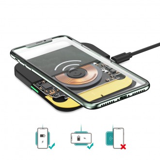 Choetech Qi 10W wireless charger kit for headphones phone (T511-S) + QC3.0 18W 3A wall charger (Q5003) + USB cable - microUSB 1.2m black (T511-S-EU201