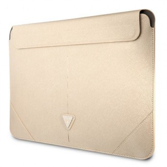 Guess Sleeve GUCS16PSATLE 16&quot; béžová / béžová Saffiano Triangle Logo