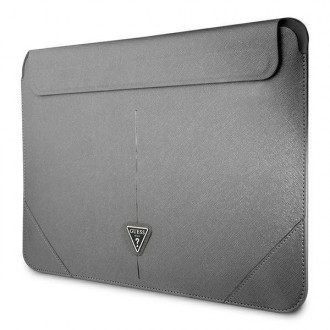 Guess Sleeve GUCS16PSATLG 16&quot; stříbrný/stříbrný Saffiano Triangle Logo