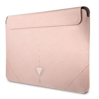 Guess Sleeve GUCS16PSATLP 16&quot; růžová/růžová Saffiano Triangle Logo