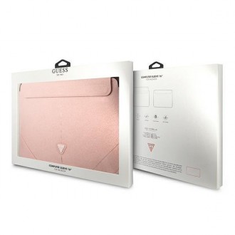 Guess Sleeve GUCS16PSATLP 16&quot; růžová/růžová Saffiano Triangle Logo