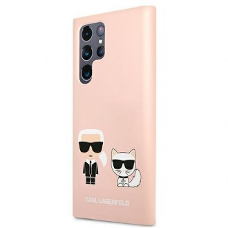 Karl Lagerfeld KLHCS22LSSKCI S22 Ultra S908  hardcase jasnoróżowy/light pink Silicone Ikonik Karl & Choupette