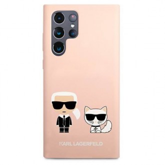 Karl Lagerfeld KLHCS22LSSKCI S22 Ultra S908  hardcase jasnoróżowy/light pink Silicone Ikonik Karl & Choupette