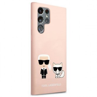 Karl Lagerfeld KLHCS22LSSKCI S22 Ultra S908  hardcase jasnoróżowy/light pink Silicone Ikonik Karl & Choupette