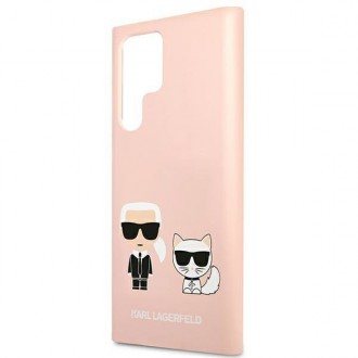 Karl Lagerfeld KLHCS22LSSKCI S22 Ultra S908  hardcase jasnoróżowy/light pink Silicone Ikonik Karl & Choupette