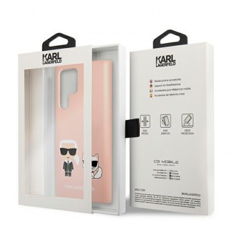 Karl Lagerfeld KLHCS22LSSKCI S22 Ultra S908  hardcase jasnoróżowy/light pink Silicone Ikonik Karl & Choupette