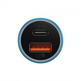Baseus Golden Contactor Max rychlá nabíječka do auta USB + USB typ C 60 W Quick Charge modrá (CGJM000103)