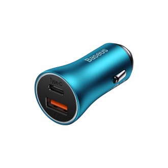 Baseus Golden Contactor Max rychlá nabíječka do auta USB + USB typ C 60 W Quick Charge modrá (CGJM000103)