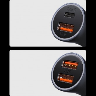 Baseus Golden Contactor Max rychlá nabíječka do auta USB + USB typ C 60 W Quick Charge modrá (CGJM000103)