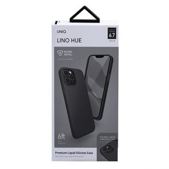 UNIQ etui Lino Hue iPhone 12 Pro Max 6,7" czarny/ink black Antimicrobial