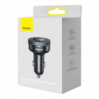 [RETURNED ITEM] Baseus Enjoy Car LED Wireless 2x USB / 3,5mm jack MP3 Charger Bluetooth 5.0 3.4A Black (CCLH-01)