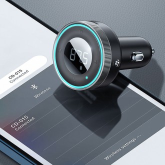 [RETURNED ITEM] Baseus Enjoy Car LED Wireless 2x USB / 3,5mm jack MP3 Charger Bluetooth 5.0 3.4A Black (CCLH-01)