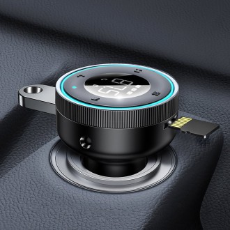 [RETURNED ITEM] Baseus Enjoy Car LED Wireless 2x USB / 3,5mm jack MP3 Charger Bluetooth 5.0 3.4A Black (CCLH-01)