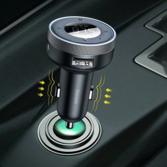[RETURNED ITEM] Baseus Enjoy Car LED Wireless 2x USB / 3,5mm jack MP3 Charger Bluetooth 5.0 3.4A Black (CCLH-01)