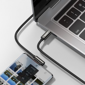 Legendární úhlový rychlonabíjecí kabel Baseus USB Typ C - USB Typ C 100W 5A 1m černý (CATCS-01)