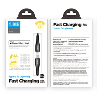 Joyroom MFI USB Type C - Lightning cable 2.1A 1.8m black (ST-C04 1,8M Black)