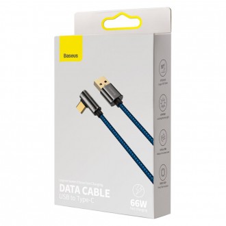 Legendární úhlový herní kabel Baseus USB – USB typu C 66W 2m modrý (CACS000503)
