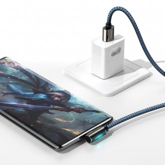 Legendární úhlový herní kabel Baseus USB – USB typu C 66W 2m modrý (CACS000503)