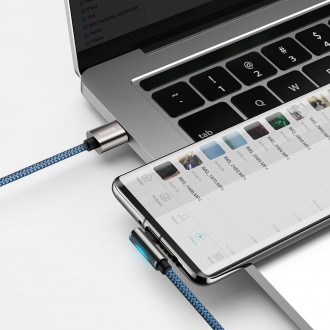 Legendární úhlový herní kabel Baseus USB – USB typu C 66W 2m modrý (CACS000503)