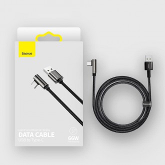 Legendární úhlový herní kabel Baseus USB – USB typu C 66W 2m modrý (CACS000503)