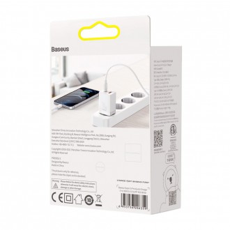 Baseus Super Si Pro USB / USB Type C Fast Charger 30W Power Delivery Quick Charge white (CCSUPP-E02)